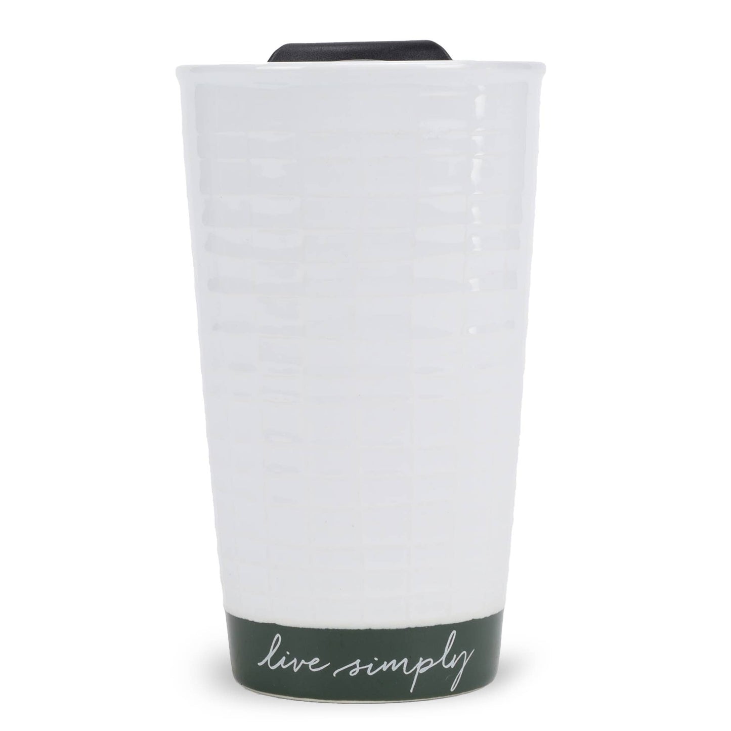 Live Simply Green 12Oz Waffle-Texture Ceramic Travel Tumbler