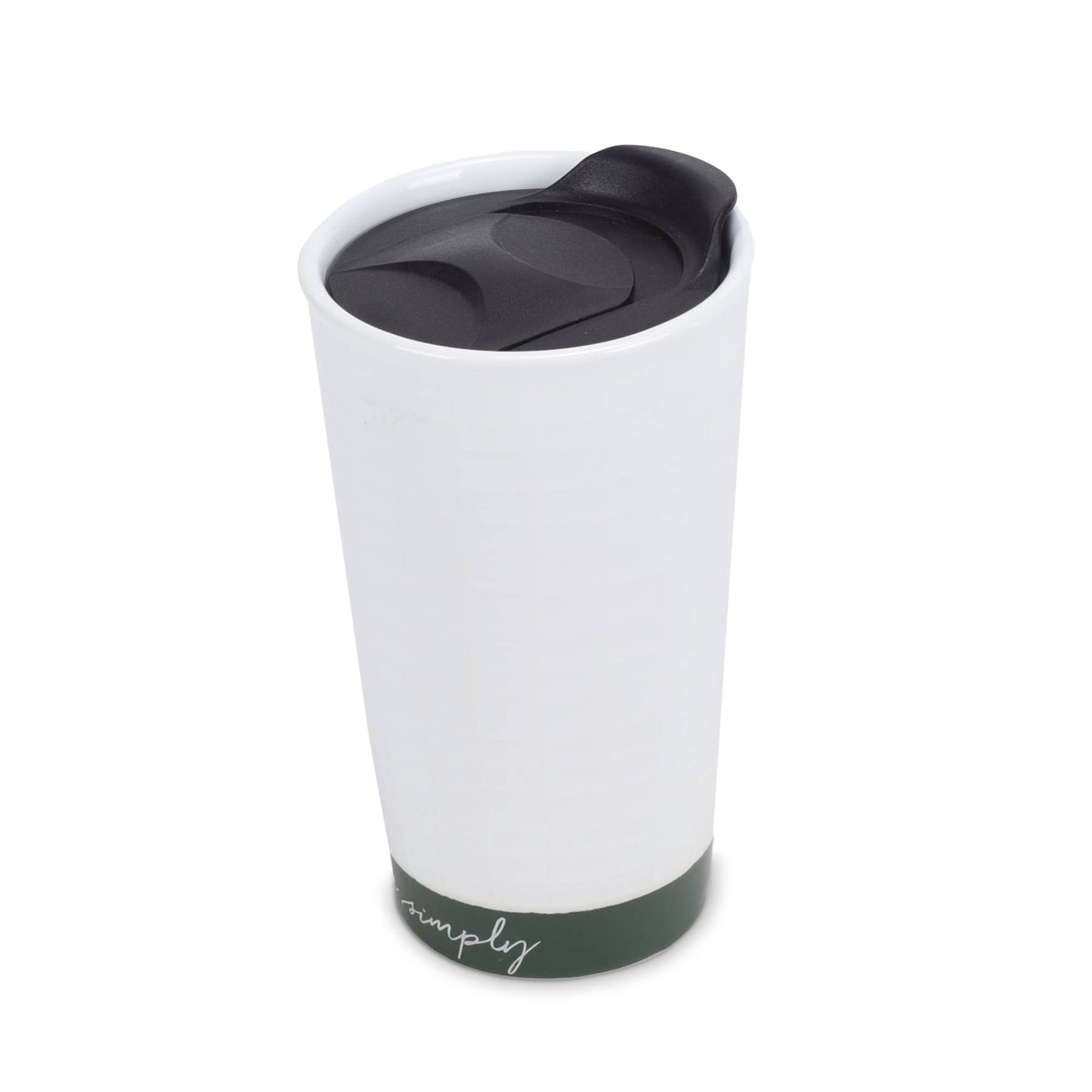 Live Simply Green 12Oz Waffle-Texture Ceramic Travel Tumbler