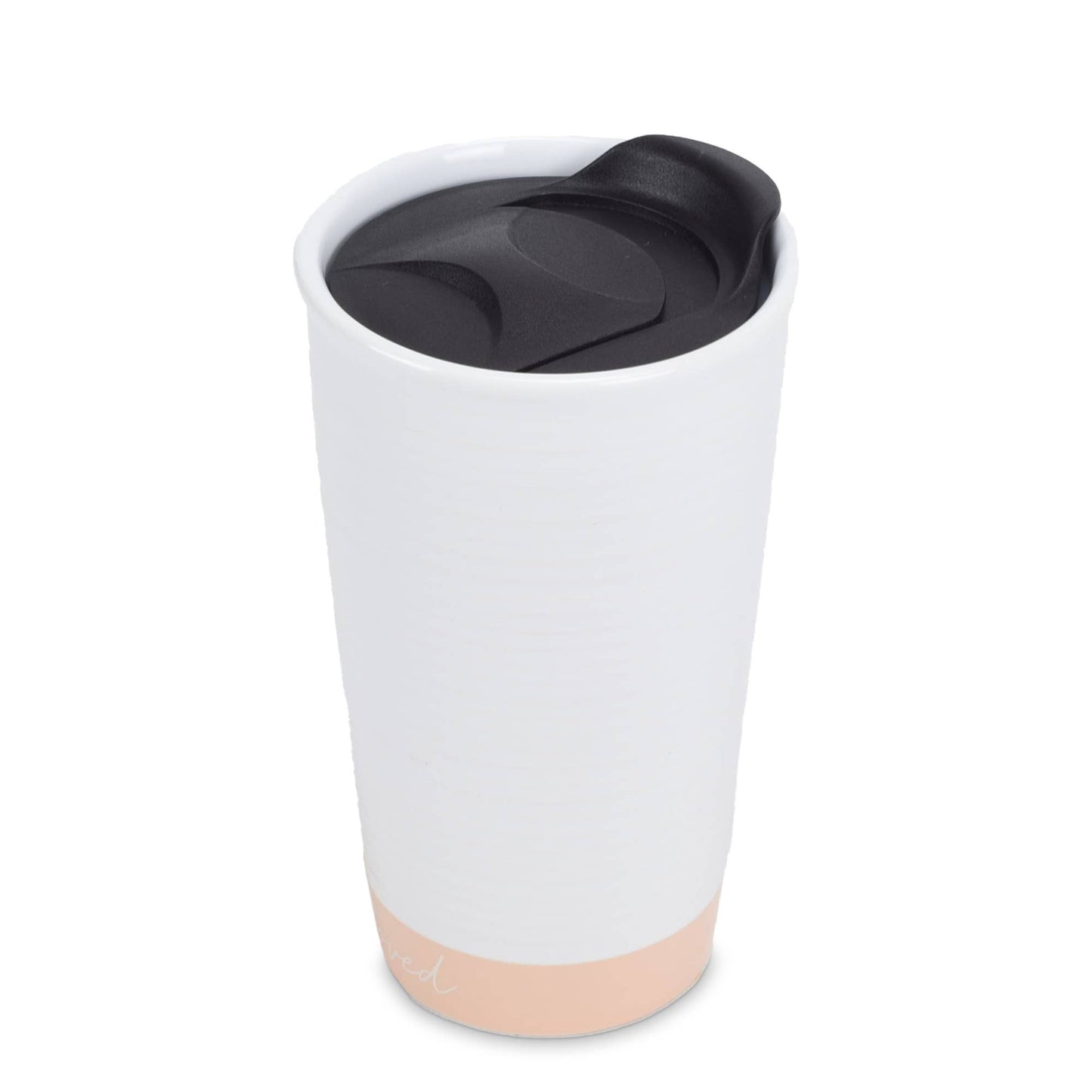 Loved Textured Blush Pink 12 oz Ceramic Travel Tumbler